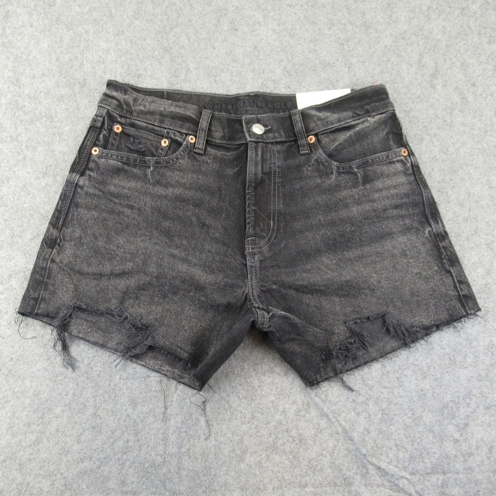American Eagle Outfitters Black Washed Distressed Jean Shorts